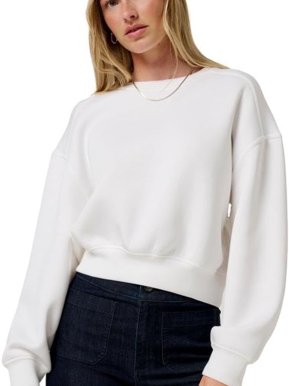 TNA White Cropped Crewneck Sweatshirt